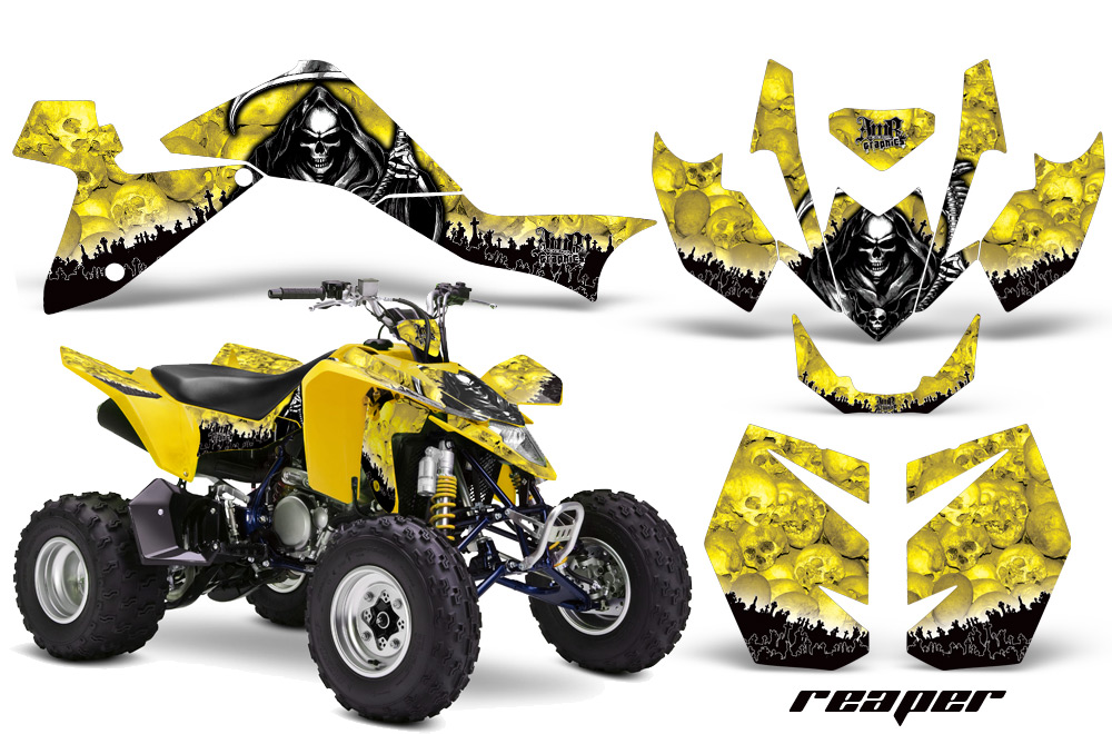 Suzuki LTZ400 09 Graphics Kit Reaper Yellow